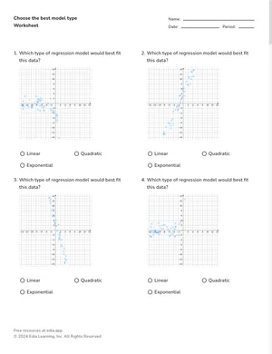 Choose the best model type worksheet preview