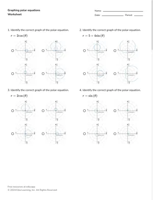 Graphing polar equations worksheet preview