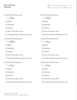 Polar coordinates worksheet preview