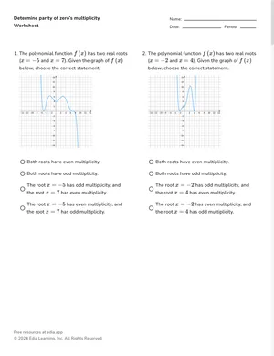 Determine parity of zero’s multiplicity worksheet preview