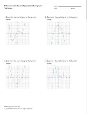 Determine end behavior of polynomials from graphs worksheet preview