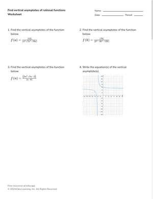 Find vertical asymptotes of rational functions worksheet preview