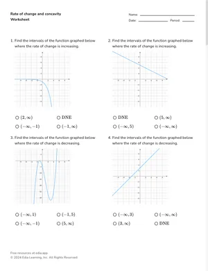 Rate of change and concavity worksheet preview