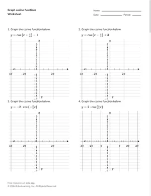 Graph cosine functions worksheet preview
