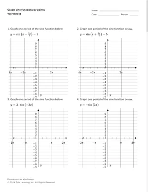 Graph sine functions by points worksheet preview