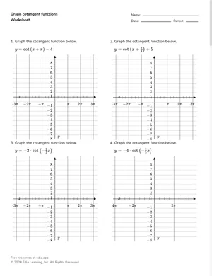 Graph cotangent functions worksheet preview