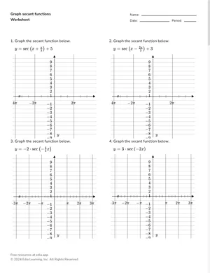 Graph secant functions worksheet preview