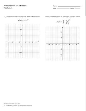 Graph transformations of an exponential function worksheet preview