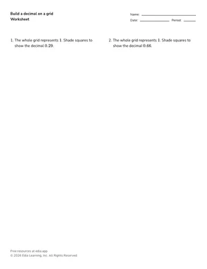 Build a decimal on a grid worksheet preview