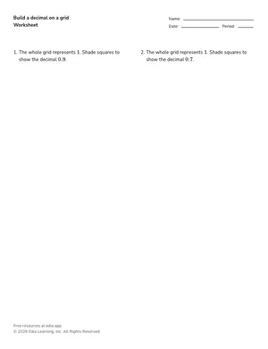 Build a decimal on a grid worksheet preview