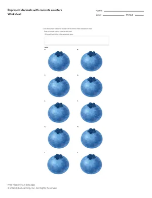 Represent decimals with concrete counters worksheet preview
