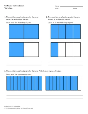 Continue a fractional count worksheet preview