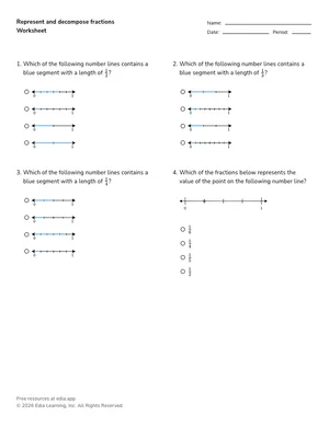 Represent and decompose fractions worksheet preview