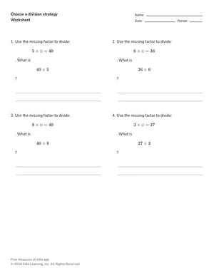 Choose a division strategy worksheet preview