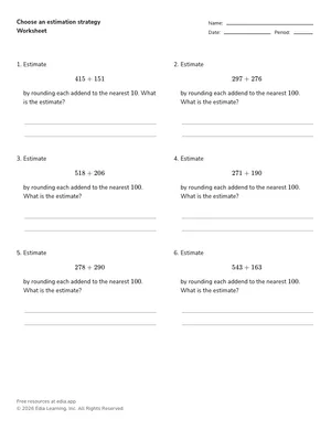 Choose an estimation strategy worksheet preview