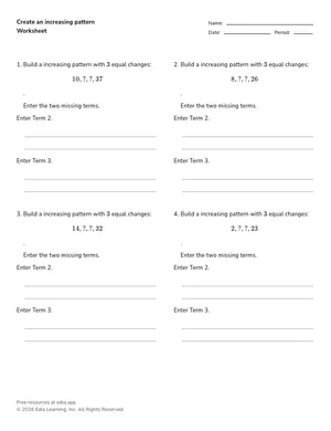 Create an increasing pattern worksheet preview