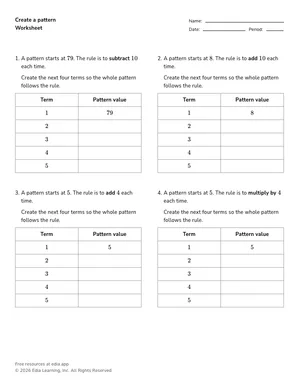 Create a pattern worksheet preview