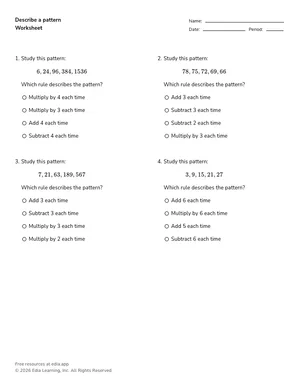 Describe a pattern worksheet preview