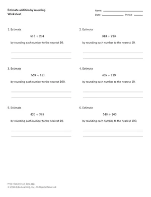 Estimate addition by rounding worksheet preview