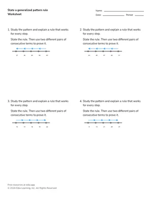 State a generalized pattern rule worksheet preview