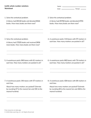Justify whole-number solutions worksheet preview