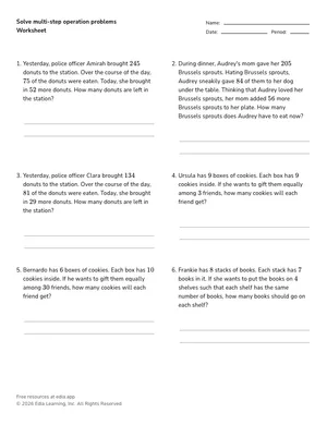 Solve multi-step operation problems worksheet preview