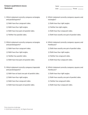 Compare quadrilateral classes worksheet preview