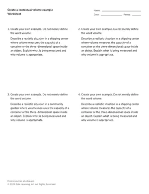 Create a contextual volume example worksheet preview