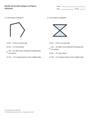 Identify and describe polygons and figures worksheet preview
