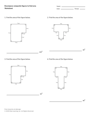 Decompose composite figures to find area worksheet preview