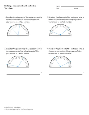 Find angle measurements with protractors worksheet preview