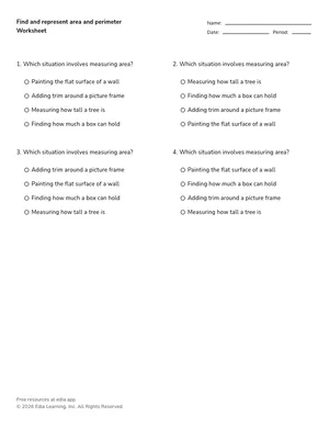 Find and represent area and perimeter worksheet preview