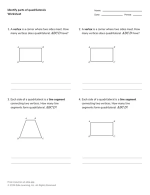 Identify parts of quadrilaterals worksheet preview