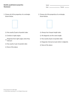 Classify and compare quadrilaterals worksheet preview