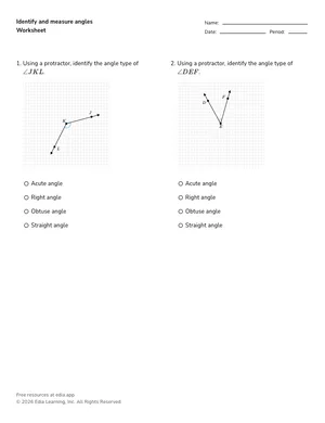 Identify and measure angles worksheet preview