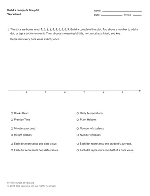 Build a complete line plot worksheet preview