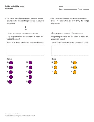 Build a probability model worksheet preview