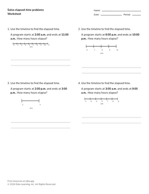 Solve elapsed-time problems worksheet preview