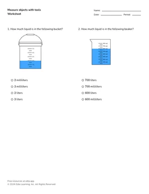 Measure objects with tools worksheet preview