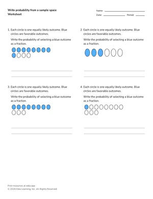 Write probability from a sample space worksheet preview