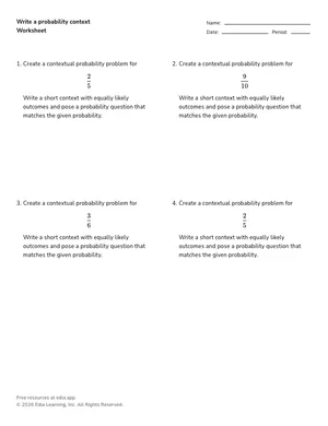 Write a probability context worksheet preview