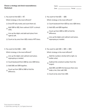 Choose a strategy and check reasonableness worksheet preview