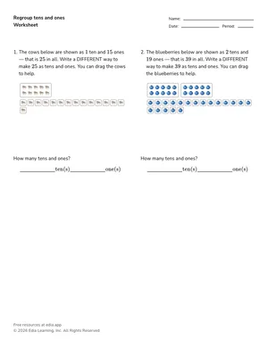 Regroup tens and ones worksheet preview