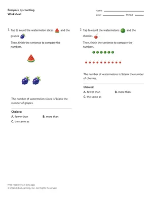 Compare by counting worksheet preview