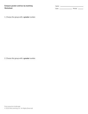 Compare greater and less by matching worksheet preview