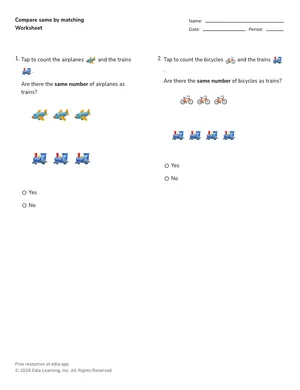 Compare same by matching worksheet preview