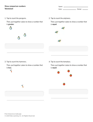 Show comparison numbers worksheet preview