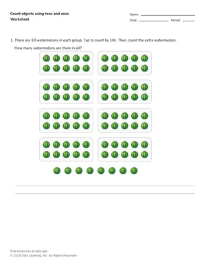 Count objects using tens and ones worksheet preview