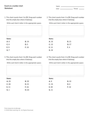 Count on a number chart worksheet preview