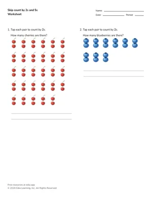 Skip count by 2s and 5s worksheet preview